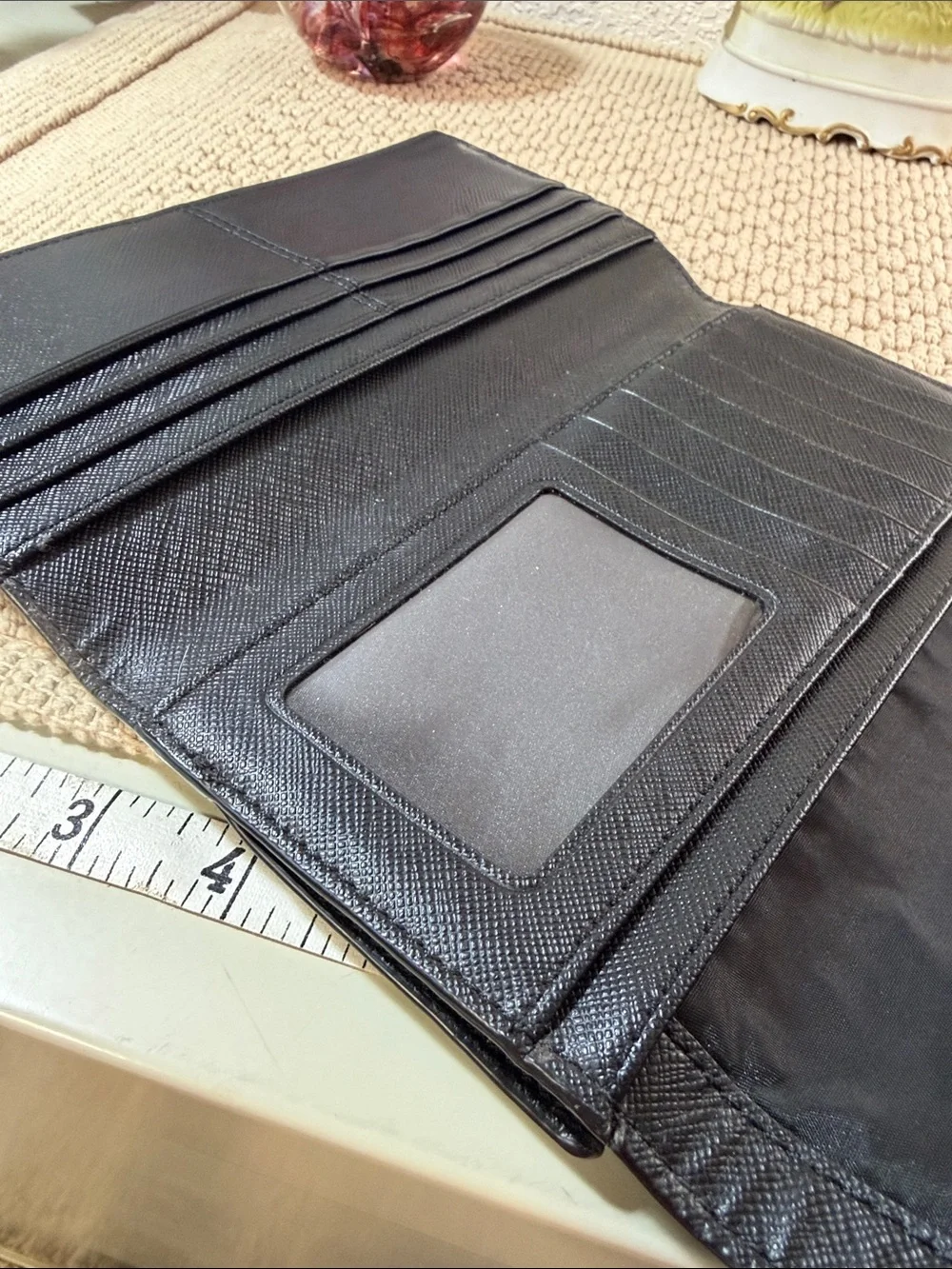 Classic Black Pebbled Leather Clutch Wallet